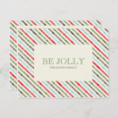 Candy Cane Strip and Damask Holiday Postkarten (Vorne/Hinten)