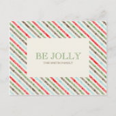Candy Cane Strip and Damask Holiday Postkarten (Vorderseite)