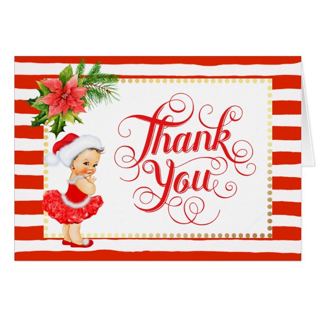 Candy Cane Strip Christmas Danke-Card (Vorderseite (Horizontal))