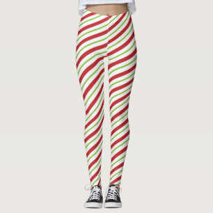 Candy Cane Strip Weihnachten Rot und Grün Leggings
