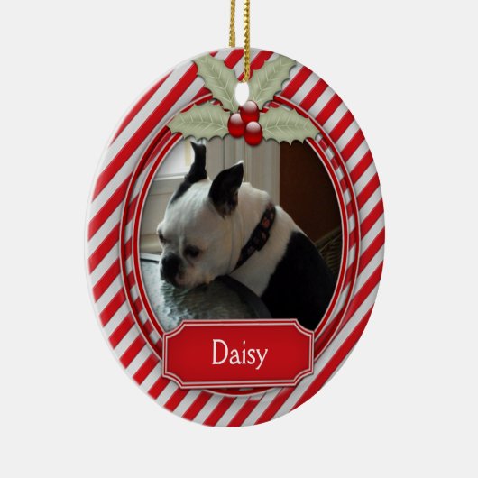 Candy Cane Stripe für Haustiere Keramik Ornament (Rechts)