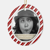 Candy Cane Stripe Gerahmtes Foto Keramikornament (Links)