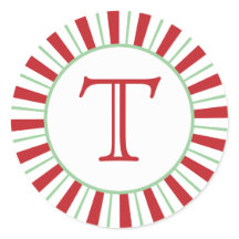 Candy Cane Stripe | Holiday Monogram Sticker