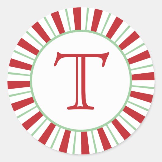 Candy Cane Stripe | Holiday Monogram Sticker (Vorderseite)