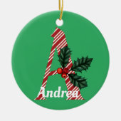 Candy Cane Stripe Letter A Large Christmas Keramik Ornament (Vorne)