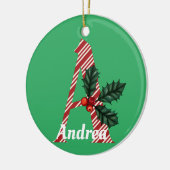 Candy Cane Stripe Letter A Large Christmas Keramik Ornament (Links)