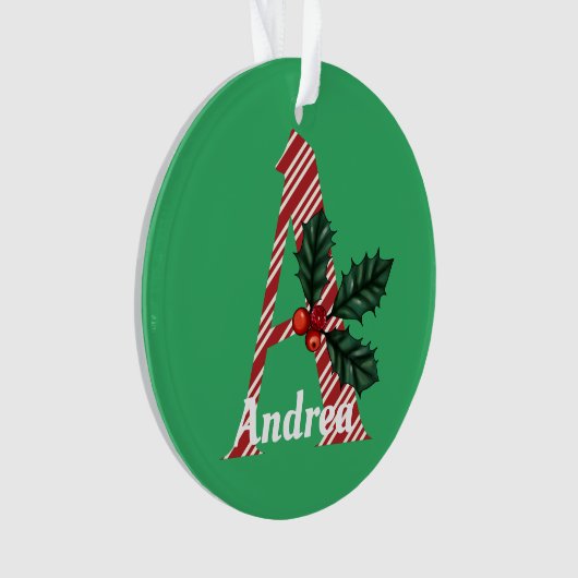 Candy Cane Stripe Letter A Large Christmas Ornament (Vorderseite)