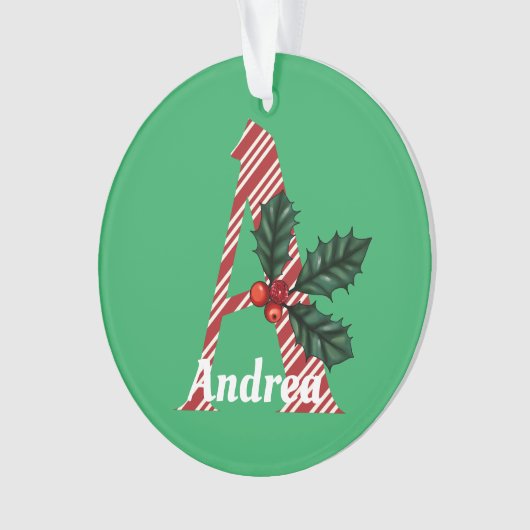 Candy Cane Stripe Letter A Large Christmas Ornament (Vorderseite)