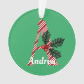 Candy Cane Stripe Letter A Large Christmas Ornament (Vorderseite)