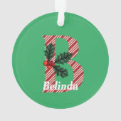 Candy Cane Stripe Letter B Große Weihnachten Ornament (Rückseite)