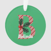 Candy Cane Stripe Letter B Große Weihnachten Ornament (Vorderseite)