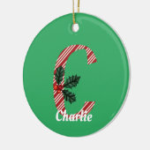 Candy Cane Stripe Letter C Große Weihnachten Keramik Ornament (Links)