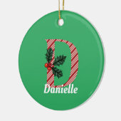 Candy Cane Stripe Letter D Christmas Keramik Ornament (Links)