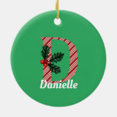 Candy Cane Stripe Letter D Christmas Keramik Ornament (Hinten)