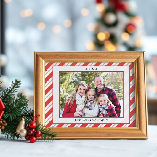 Candy Cane Stripe Rahmenfamilie Foto Weihnachten