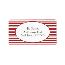 Candy Cane Stripe Red Christmas Address Adressaufkleber