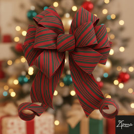 Candy Cane Stripe Red green Bow Festive Christmas Ripsband