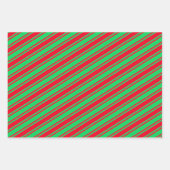 Candy Cane Stripe Red Green Pink Weihnachten Geschenkpapier Set (Vorderseite)
