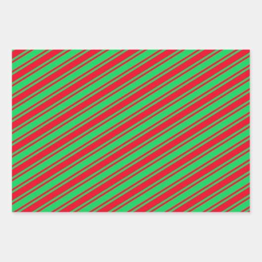 Candy Cane Stripe Red Green Pink Weihnachten Geschenkpapier Set (Vorderseite)