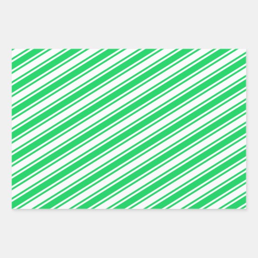 Candy Cane Stripe Red Green Rosa Weihnachten Geschenkpapier Set (Vorderseite)