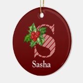 Candy Cane Stripe und Holly S Monogram Keramik Ornament (Links)