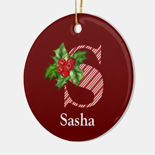 Candy Cane Stripe und Holly S Monogram Keramik Ornament (Links)