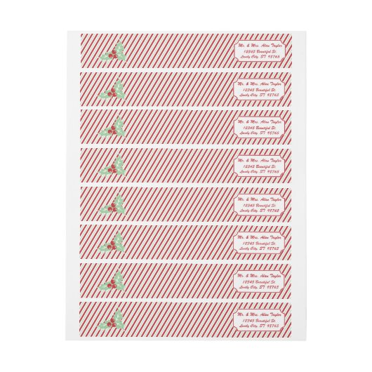 Candy Cane Stripe Wraparound Address Label (Bogen)