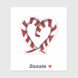 Candy Cane Striped Herz Aufkleber