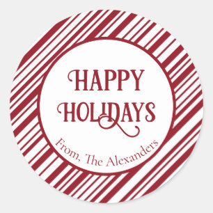 Candy Cane Striped Holiday Runder Aufkleber