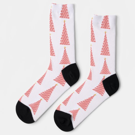 Candy Cane Striped Tree Weihnachten Socken (Linkes Detail)