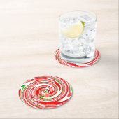 Candy Cane Stripes Christmas Red White Green Runder Pappuntersetzer (Vor Ort)