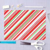 Candy Cane Stripes Diagonal Muster Rot Grün Seidenpapier (Handwerk)