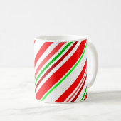 Candy Cane Stripes Diagonal Red Green Kaffeetasse (VorderseiteRechts)