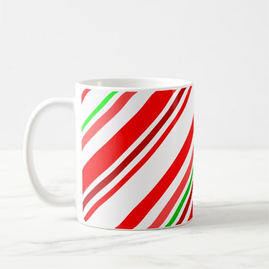 Candy Cane Stripes Diagonal Red Green Kaffeetasse (Links)