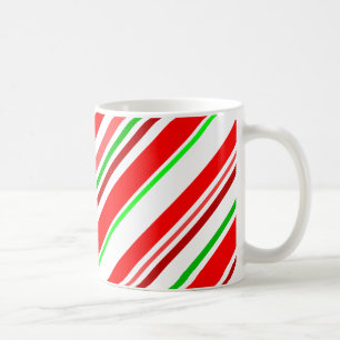 Candy Cane Stripes Diagonal Red Green Kaffeetasse