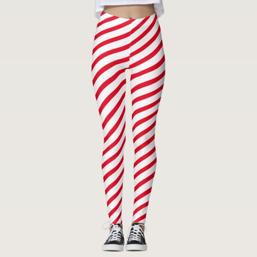 Candy Cane Stripes Fitness Leggings (Vorderseite)