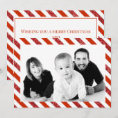 Candy Cane Stripes Foto Feiertagskarte (Vorne/Hinten)