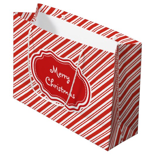 Candy Cane Stripes Große Geschenktüte (Vorderseite Schrägansicht)