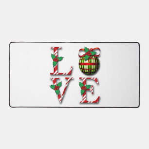 Candy Cane Stripes Holly Berries Liebe Weihnachten Schreibtischunterlage