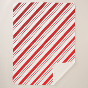 Candy Cane Stripes Large Sherpa Blanket Sherpadecke