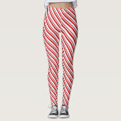 Candy Cane Stripes, Peppermint Rot und Weiß Leggings (Vorderseite)