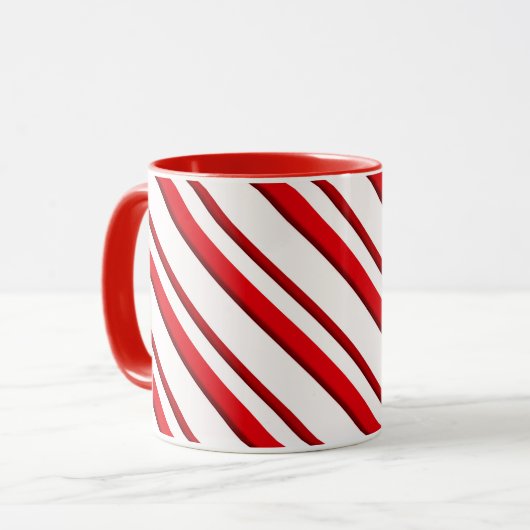 Candy Cane Stripes, Pfefferminzrot und weiß Tasse (Vorderseite Links)