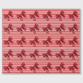 Candy Cane Stripes Red Bow Festive Christmas Geschenkpapier (Flach)