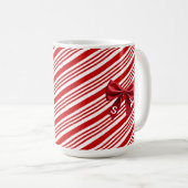 Candy Cane Stripes Red Bow Festive Christmas Kaffeetasse (VorderseiteRechts)