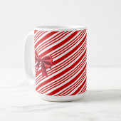 Candy Cane Stripes Red Bow Festive Christmas Kaffeetasse (Vorderseite Links)