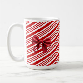 Candy Cane Stripes Red Bow Festive Christmas Kaffeetasse