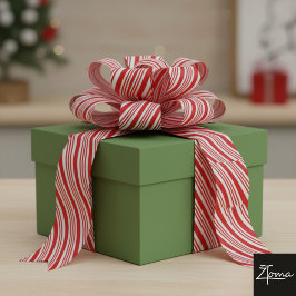 Candy Cane Stripes Red Bow Festive Christmas Ripsband