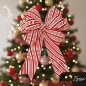 Candy Cane Stripes Red Bow Festive Christmas Ripsband