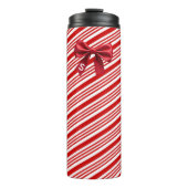 Candy Cane Stripes Red Bow Festive Christmas  Thermosbecher (Vorderseite)