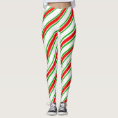 Candy Cane Stripes Red Green White Christmas Leggings (Vorderseite)